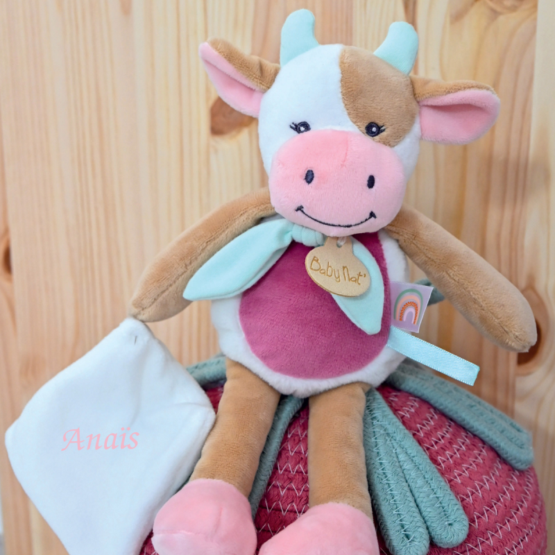  - pistache the cow - plush with comforter pink 25 cm 
